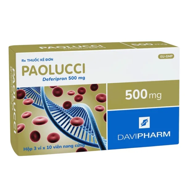 Thuốc Paolucci 500mg DaViPharm điều trị dư thừa sắt trong cơ thể (3 vỉ x 10 viên)